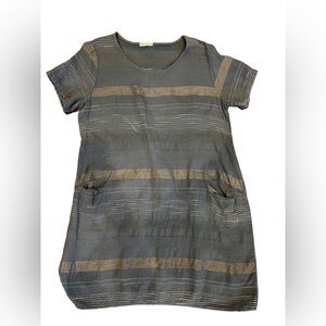 New collection linen/ cotton blend striped dress